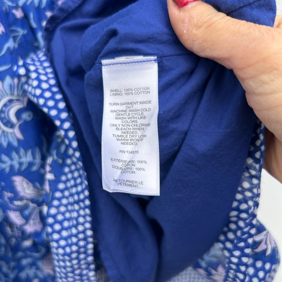 Vineyard Vines Dress Anegada Blue Floral Ruffle Boho Preppy Coastal Cottage Sz S - Picture 8 of 15